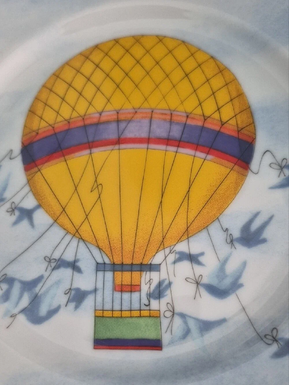 Williams Sonoma Hot Air Balloon Dessert Plates — Blue, Yellow, Green, Red 8